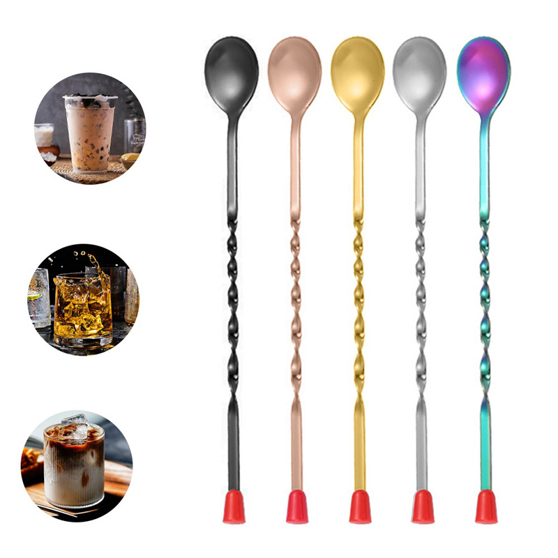 Bar Spoon Twisted - 100 pçs/lote aço inoxidável torcido padrão