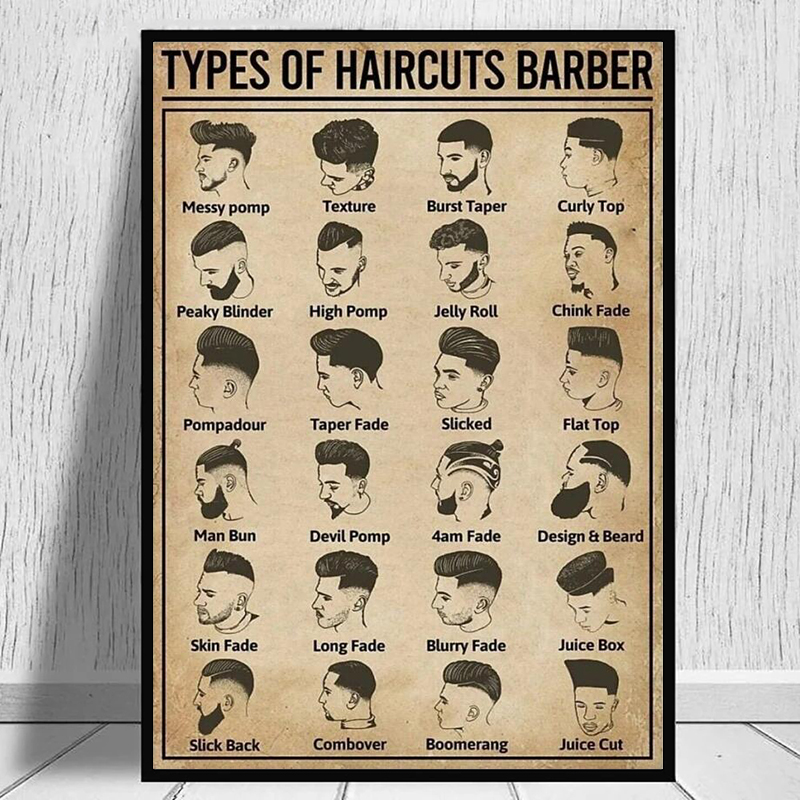 Pôster de barbeiro com tipos d - Home Barber avaliação e preço