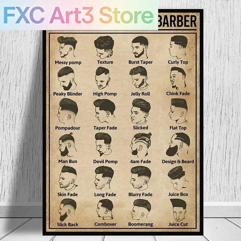 Pôster de barbeiro sem moldura - Home Barber avaliação e preço